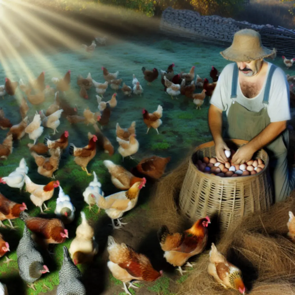 Scharrelzones met kippen en gras