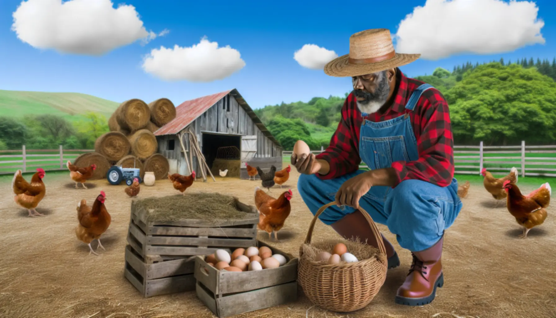 Boer met graanvelden