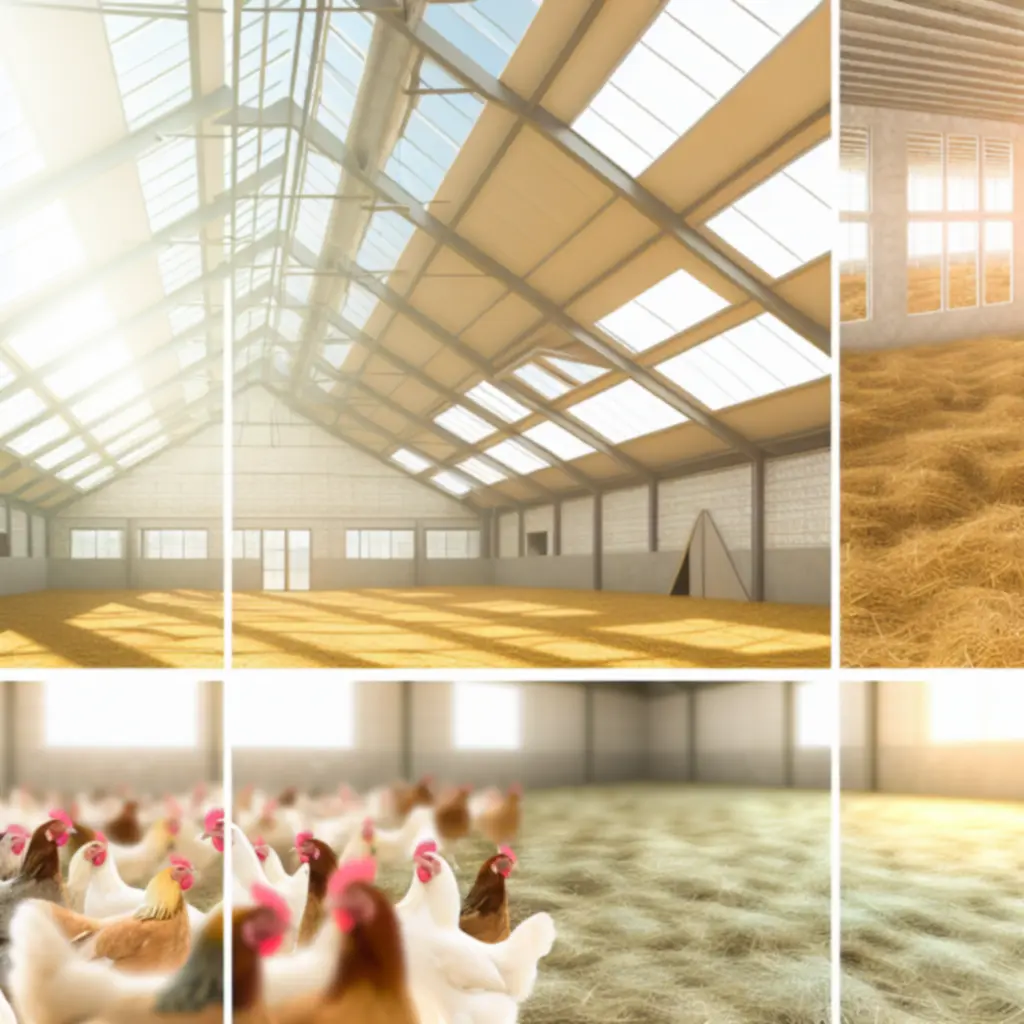 Licht en ruim kippenverblijf met natuurlijk daglicht